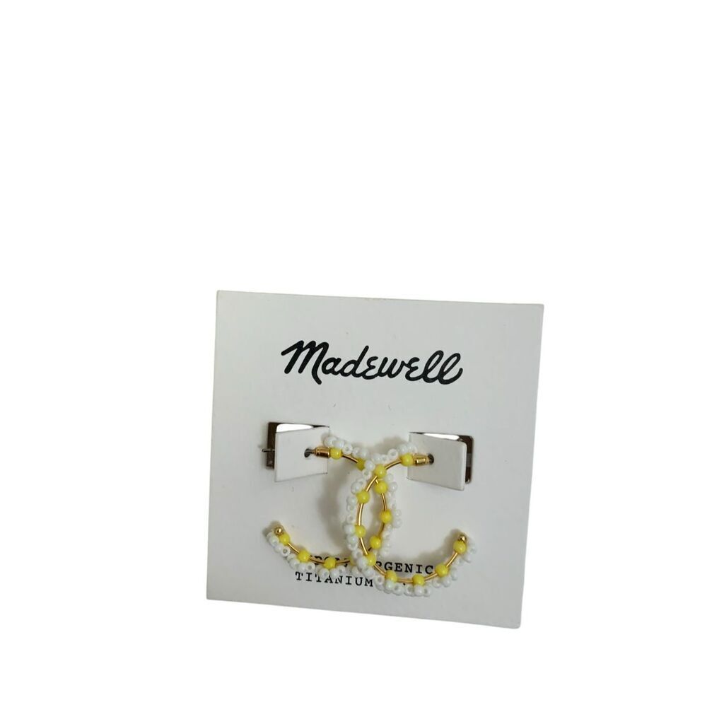 Madewell Daisy Hoop Seed Bead Earrings